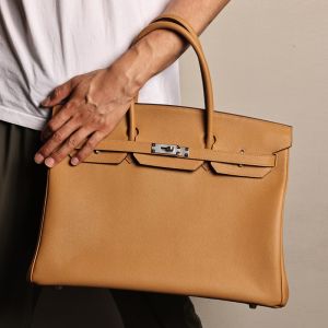 Hermes Birkin 40 Bag Epsom Leather Palladium Hardware In Brown