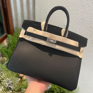 Hermes Birkin Touch Bag Alligator & Togo Leather Palladium Hardware In Black