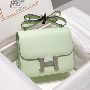 Hermes Constance Bag Epsom Leather Palladium Hardware In Mint Green