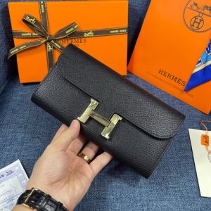 Hermes Constance Wallet Epsom Leather Gold Hardware In Black