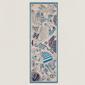 Hermes Cosmic Horse Set Scarf In Blue