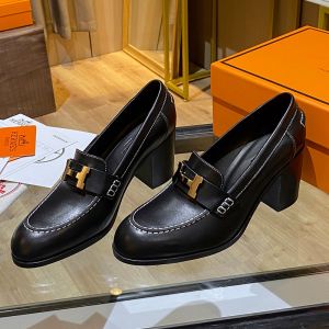 Hermes Dauphine 70 Loafers Women Calfskin In Black/White