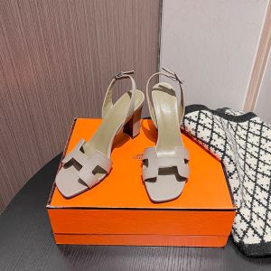 Hermes Eternite 95 Slingback Sandals Women Grained Calfskin In Taupe