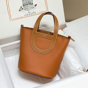 Hermes In-The-Loop 18 Bag Clemence Leather Gold Hardware In Brown