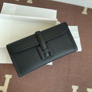 Hermes Jige Elan Clutch Epsom Leather In Black