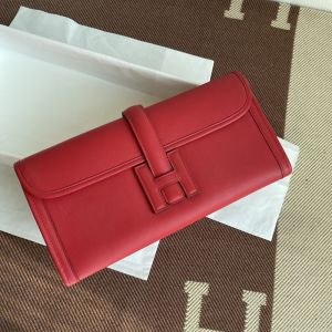 Hermes Jige Elan Clutch Swift Leather In Red