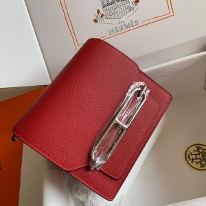 Hermes Roulis Bag Calfskin Leather Palladium Hardware In Red