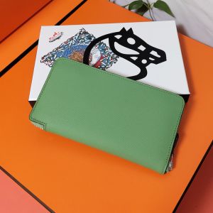 Hermes Silk'In Classique Long Wallet Epsom Leather Green