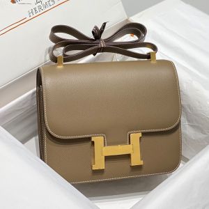 Hermes Constance Bag Epsom Leather Gold Hardware In Khaki