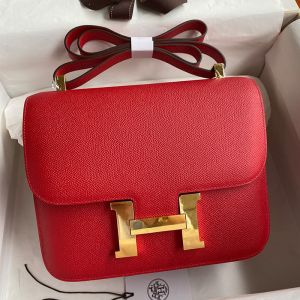 Hermes Constance Bag Epsom Leather Gold Hardware In Red