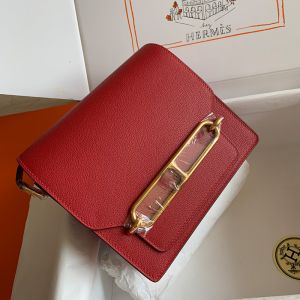 Hermes Roulis Bag Calfskin Leather Gold Hardware In Red