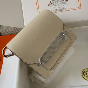 Hermes Roulis Bag Calfskin Leather Palladium Hardware In Apricot