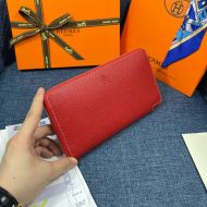 Hermes Azap Wallet Epsom Leather Gold Hardware In Red