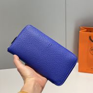 Hermes Azap Wallet Togo Leather Palladium Hardware In Blue