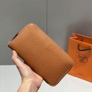 Hermes Azap Wallet Togo Leather Palladium Hardware In Brown