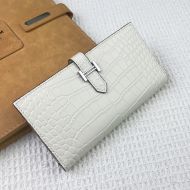 Hermes Bearn Wallet Alligator Leather Palladium Hardware In White