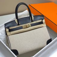 Hermes Birkin Bag Canvas Gold Hardware In Black