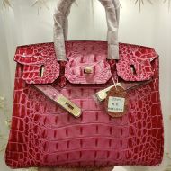 Hermes Birkin Bag Crocodile Leather Gold Hardware In Rose