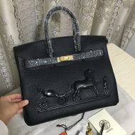 Hermes Birkin Bag Embossed Togo Leather Gold Hardware In Black