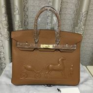 Hermes Birkin Bag Embossed Togo Leather Gold Hardware In Brown