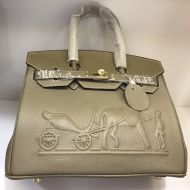 Hermes Birkin Bag Embossed Togo Leather Gold Hardware In Grey