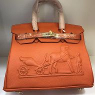 Hermes Birkin Bag Embossed Togo Leather Gold Hardware In Orange