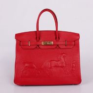 Hermes Birkin Bag Embossed Togo Leather Gold Hardware In Red