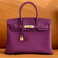 Hermes Birkin Bag Togo Leather Gold Hardware In Purple