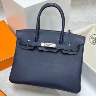 Hermes Birkin Bag Togo Leather Palladium Hardware In Navy Blue