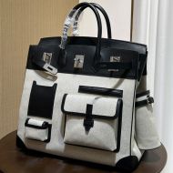 Hermes Birkin Cargo Bag Swift Leather and Canvas Palladium Hardware In Black