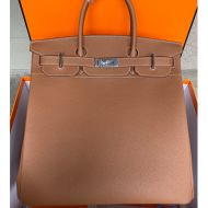 Hermes Birkin HAC Bag Togo Leather Palladium Hardware In Brown