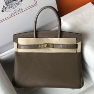 Hermes Birkin Touch Bag Alligator & Togo Leather Gold Hardware In Grey