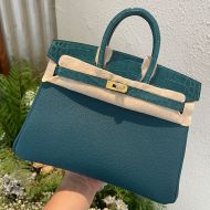 Hermes Birkin Touch Bag Alligator & Togo Leather Gold Hardware In Teal