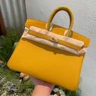 Hermes Birkin Touch Bag Alligator & Togo Leather Gold Hardware In Yellow