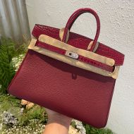 Hermes Birkin Touch Bag Alligator & Togo Leather Palladium Hardware In Burgundy