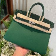 Hermes Birkin Touch Bag Alligator & Togo Leather Palladium Hardware In Green