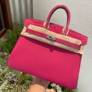 Hermes Birkin Touch Bag Alligator & Togo Leather Palladium Hardware In Rose