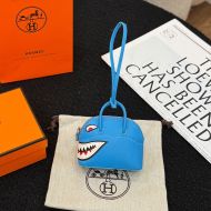 Hermes Bolide Shark Charm Leather In Blue