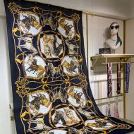 Hermes Carriage Feast Scarf In Black