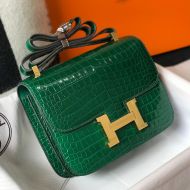 Hermes Constance Bag Alligator Leather Gold Hardware In Green