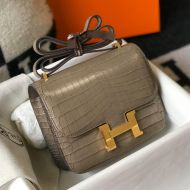 Hermes Constance Bag Alligator Leather Gold Hardware In Khaki