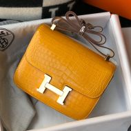 Hermes Constance Bag Alligator Leather Gold Hardware In Yellow