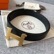 Hermes Constance H 25 Reversible Belt Leather In Black/Grey