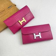 Hermes Constance Wallet Alligator Leather In Rose