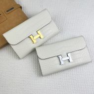 Hermes Constance Wallet Alligator Leather In White