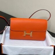 Hermes Constance To Go Wallet Epsom Leather Gold Hardware In Orange