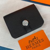 Hermes Dogon Card Holder Togo Leather Palladium Hardware In Black