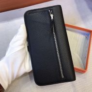 Hermes Dogon Long Wallet Togo Leather Palladium Hardware In Black