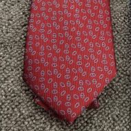 Hermes Double 6 Tissee Maillon Tie In Red