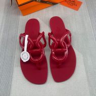 Hermes Egerie Slides Women Rubber with Chaine D'ancre In Red